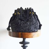 数量限定　ケミカルレース　ボタニカル　2way マリンバッグ　ブラック　セレモニー・主役バッグ　お着物にもの画像