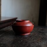 時代物◆赤で素敵。漆芸蓋付碗　欅　漆器　骨董・antiqures 丁寧な暮らしに。明治〜大正期 i3の画像