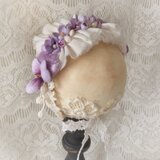 ドール用染め花のヘッドドレス（MLフリー・ライトパープル)の画像