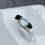 アクアマリン　エメラルドカット　1.1ct　印台　シルバーSV925リングの画像