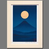 静寂の青『満月と夜の富士山』●AIアート和紙20枚限定A4額装品がんどうあつし作の画像
