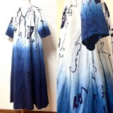 藍染グラデーション　浴衣リメイクワンピース　着物リメイクの画像