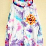 タイダイ染め フーディ ジップアップ パーカー カラフル XXLサイズ 曼荼羅 Hippies Dye最新作 HD24-15の画像