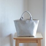 レザーミニトート　シルバー（ 内側 キナリ ）の画像