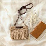 ラフィア風 2way ミニショルダーバッグ・W(TCフルステッチ・クロススッテッチ・キナリ)の画像