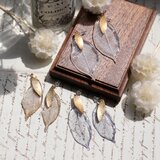 本物のリーフとメタルリーフのピアス／イヤリング #1275の画像