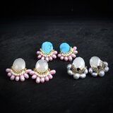 天然石のビジュピアス｜ターコイズ｜アマゾナイト｜ホワイトムーンストーンの画像