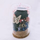 プリザーブドフラワー黒薔薇の魔法シリーズ／黒薔薇と蝶々の赤いハートの魔法／ミニガラスボトルの画像