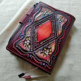 ほぼ日手帳対応　牛革文庫サイズ手帳カバー　刻印＆拭き染め　の画像