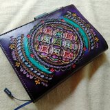 ほぼ日手帳対応　牛革文庫サイズ手帳カバー　刻印＆拭き染め　の画像