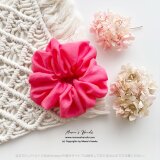 ⭐️数量限定⭐️ ふわふわ シフォン ピンク 大人可愛い  東炊き 綿 絹 シルク 薄手 ボリューム シュシュ ヘアゴムの画像