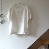 本麻　白のブラウス　着物リメイクの画像