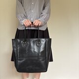 特別Ver. タンニンなめし ビンテージ キャリーオールバッグ レザーバッグ トートバッグ A4 牛革 ブラックの画像