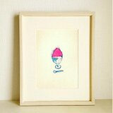 ドローイング作品｜原画「かき氷」※木製額縁入り（インチサイズ）の画像