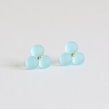 フロストガラス＊3粒 涼やかブルー＊夏色／樹脂ポストピアス