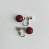 シェルビーズレッドイヤリング/約10mm/RED/made in japanの画像