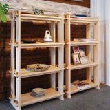 紀州檜（ひのき）無垢材『木組み棚』《受注生産》木工職人造り 木製シェルフ 収納ラック ディスプレイ 桧家具 オーダーメイドの画像