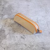 革と帆布のペンケース/ベージュの画像