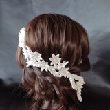 ボンネ・ヘッドドレス【つまみ細工】シンプルヘッドドレス　白　の画像