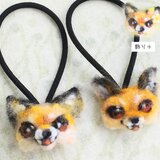 羊毛フェルトのキツネのヘアゴム2個セット