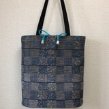 裂き織り　バケツトート（きんちゃくタイプ）の画像