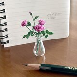 《和紙の花》花瓶＆オーキッドピンクのバラ(葉っぱ付き)の花束の画像