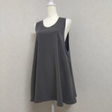 超シンプル！フレアーチュニック。チャコール。GF−396の画像