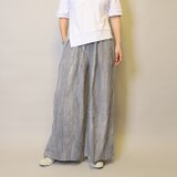 【新作】絞り染めリネン100総ゴム仕立てタックワイドパンツ25024GLFの画像