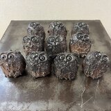 置物　梟　焼締グラデーション　小の画像