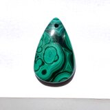 【穴あき】マラカイト[136] 28x17mm 27Cts　ルース ／天然石 ／ カボションの画像