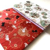 『猫雪輪』　金襴織物御朱印帳　B6大判サイズ　願い　再生　福猫　歓び　吉祥　桜　長寿　強さ　御朱印帳　御城印帳　桐生織物の画像
