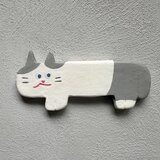ネコちゃん マグネット _ グレー ハチワレの画像