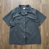 播州織　WOOL LIKE COTTON 杢グレー　タイプライター　半袖シャツワンピースのコピーの画像