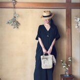 Double Gauze Tao Kaftan in Black/ダブルガーゼカフタン　ブラックの画像
