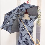 浴衣反物から作ったプリンセスラインワンピースと日傘　涼風の画像