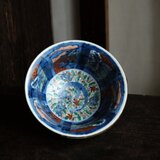 龍と草花◆濃く鮮やかな色合い。伊万里　花龍文染錦金彩深鉢　骨董・antiques　古美術　江戸末期の画像