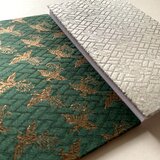 『翠白鳳凰』　金襴織物御朱印帳　B6大判サイズ　常盤緑　白平和　繁栄　鳳凰　籠目文様　格子　御朱印帳　御城印帳　桐生織物の画像