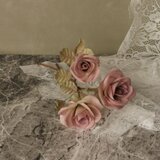 布花飾り＊3輪の薔薇 アンティークピンク5-051の画像