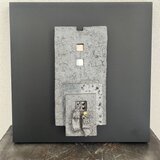雛　焼締&黒釉&ステンレス　陶額(中)  No.20の画像