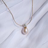 《6月誕生石》金継ぎパールネックレス  淡水パール  アレルギー対応  40cm＋アジャスター[長さオーダー可]の画像