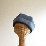 ６枚はぎのベレー帽　ボーダー、ブルー×ネイビーの画像