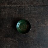緑で素敵◆巾着の絵。時代物　漆芸蒔絵小皿　漆器　骨董/antiques 古民家 菓子皿　大正時代【縁に捲れ】の画像