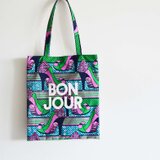 アフリカンバティック　トートバッグ　『BON JOUR』　ハイヒール柄　アフリカンファブリック　A4大人お稽古バッグの画像