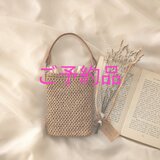 ラフィア風ミニバッグ オートミールｘキャメル(TCフルステッチ)の画像
