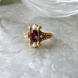 RA109-【 AVON 】エイボン・ヴィンテージリング 1970s Victorian Amethyst Rhinestoneの画像
