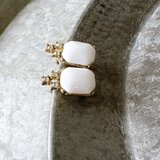 YC22-【 Coro 】コロ・ヴィンテージイヤリング 1960s White Cabochon Rhinestoneの画像
