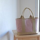 スペシャルプライス☆　キャンバスシンプルトート　ミニ　イチゴミルク／ベージュの画像