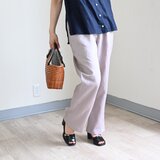 【新色】ベーシックストレート リネンパンツ：くすみピンクの画像