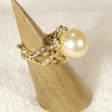 22.60ct、14.7mm南洋真珠とSV925の指輪（リングサイズ：10号、サイズ変更無料、ゴールデン、18K張り）の画像