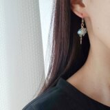 【14kgf 】涼しげで洗練された輝き＊ブルージルコン×アクアマリン ピアス/イヤリング変更可
